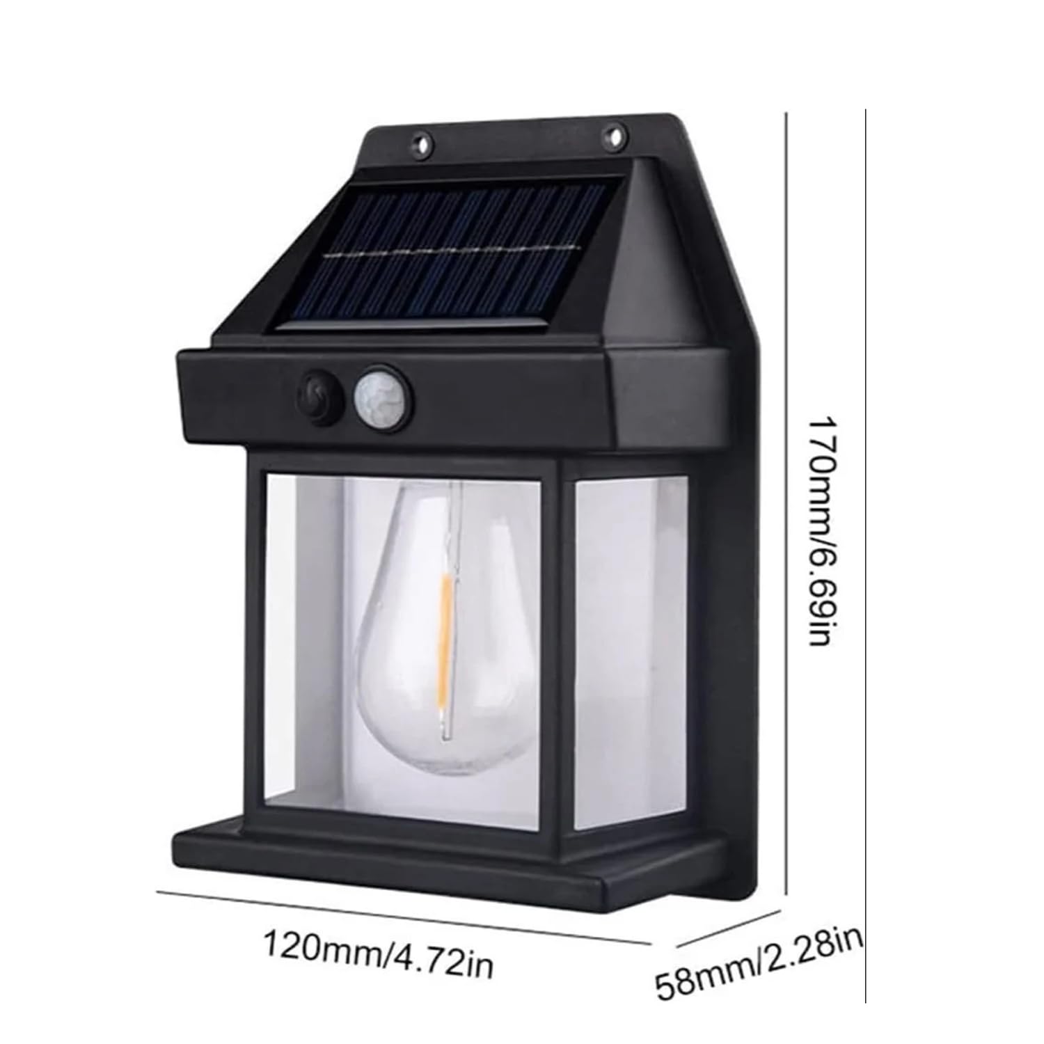 Solar Wall Lights / Lamp Outdoor, Wireless Dusk to Dawn Porch Lights Fixture, Solar Wall Lantern with 3 Modes & Motion Sensor, Waterproof Exterior Lighting with Clear Panel (1 Pc ) - Image 3