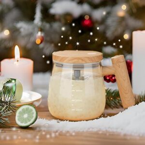 Self Stirring Coffee Mug, Glass Electric Self Mixing Cup with Lid & Handle, 400ml Auto Self Stirring Cup to Stir Coffee, Mixed Milk, Powder (400 ml)