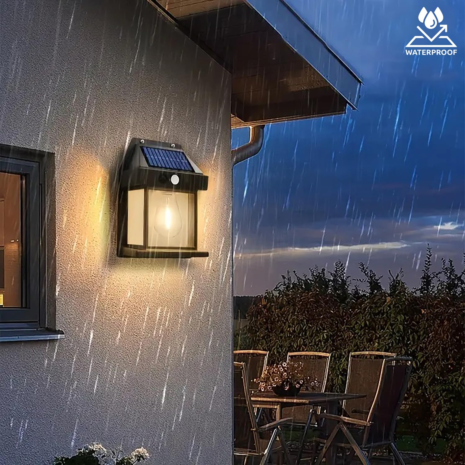 Solar Wall Lights / Lamp Outdoor, Wireless Dusk to Dawn Porch Lights Fixture, Solar Wall Lantern with 3 Modes & Motion Sensor, Waterproof Exterior Lighting with Clear Panel (1 Pc ) - Image 4