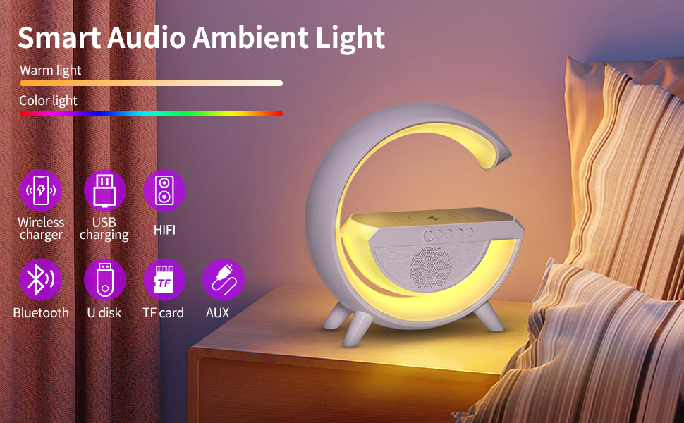 G Lamp Speaker - 3-in-1 Bluetooth Speaker with Fast Wireless Charging (1 Pc) - Image 3
