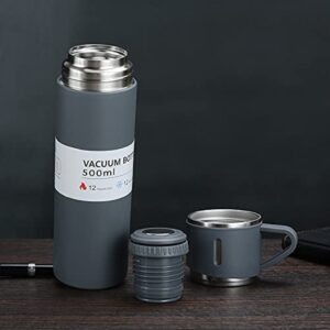 Stainless Steel Vacuum Flask Set with 3 Steel Cups Combo for Coffee Hot Drink and Cold Water Flask Ideal Gifting Travel Friendly Latest Flask Bottle. (500ml)